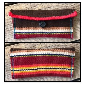 Hand Woven Retro Colors Small Button Flap Pouch, Wallet